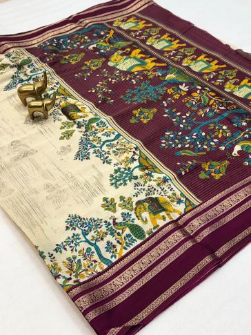 Vastrangan kalamkari print wholesale saree market in surat with price